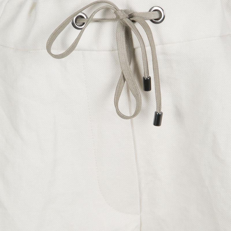  Cucinelli Beige Linen Cotton Fringed Side Seam Detail Shorts M 1