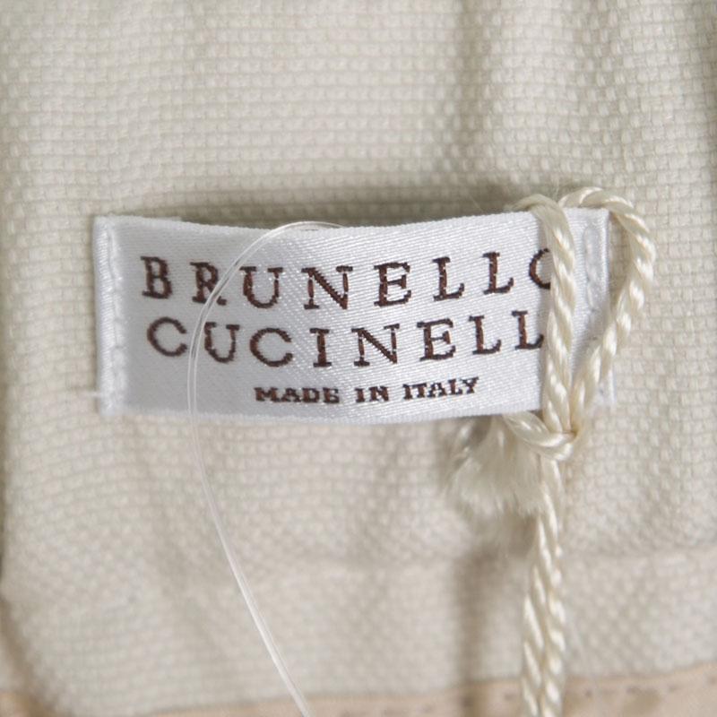  Cucinelli Beige Linen Cotton Fringed Side Seam Detail Shorts M 3