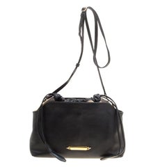 Black Leather and House Check Fabric Little Crush Crossbody Bag