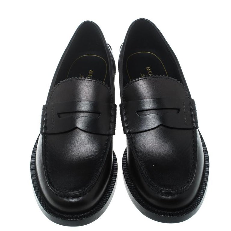 Black Leather Bedmont Penny Loafers Size 37 For Sale at 1stDibs