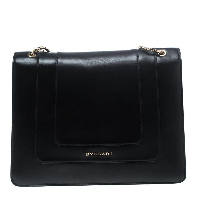 Bvlgari Black Leather Large Serpenti Forever Shoulder Bag 4