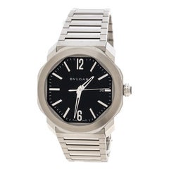 Bvlgari Black Stainless Steel Octo Roma OC41S Men's Wristwatch 41 mm