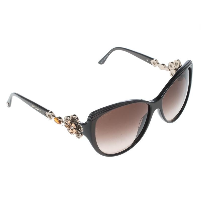 Bvlgari Brown/Brown Gradient 8097-B Limited Edition Crystal Embellished Floral C