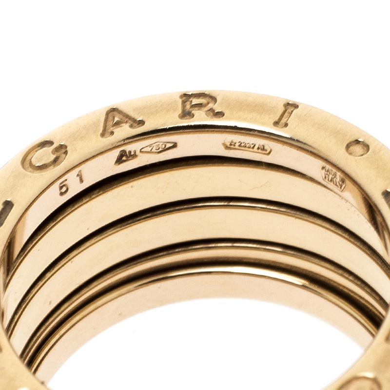 Women's Bvlgari B Zero1 Diamond 18k Rose Gold 4 Band Ring Size 51