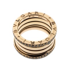 Bvlgari B Zero1 Diamond 18k Rose Gold 4 Band Ring Size 51