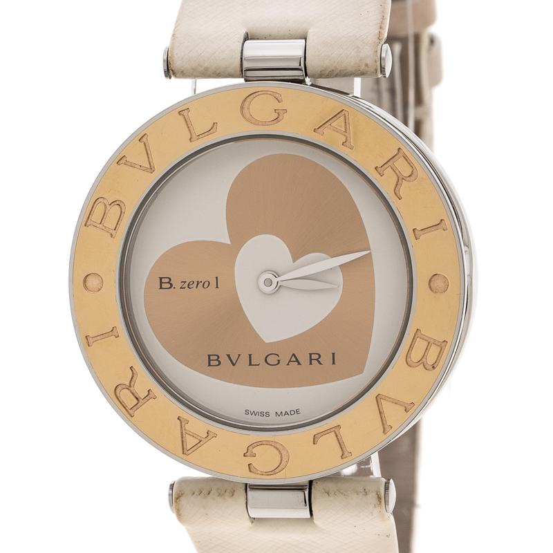 Contemporary Bvlgari White Rose Gold-Plated Stainless Steel B.Zero1 Women's Wristwatch 35MM