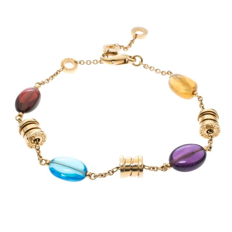 Bvlgari B.Zero1 Multicolored Gemstones Yellow Gold Bracelet