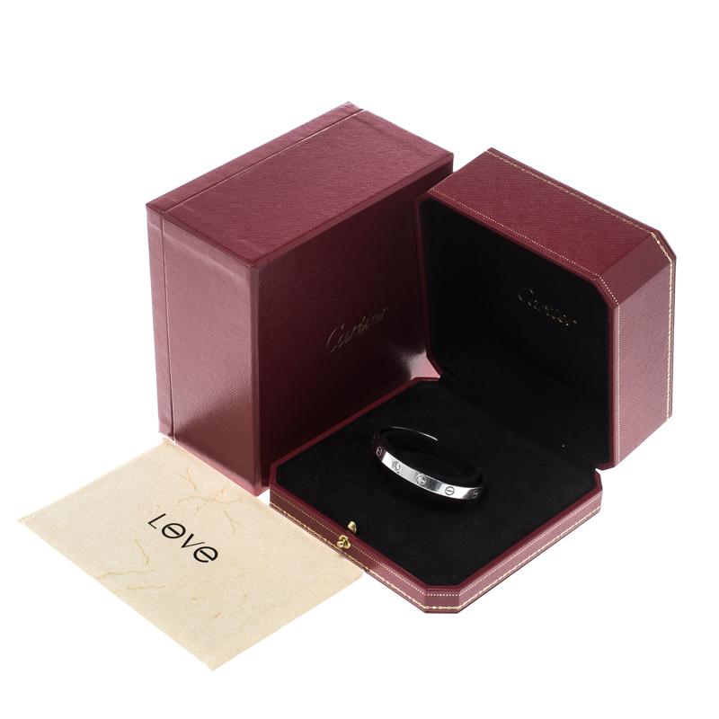 Cartier Love 1 Diamond White Gold Open Cuff Bracelet 17cm In Good Condition In Dubai, Al Qouz 2