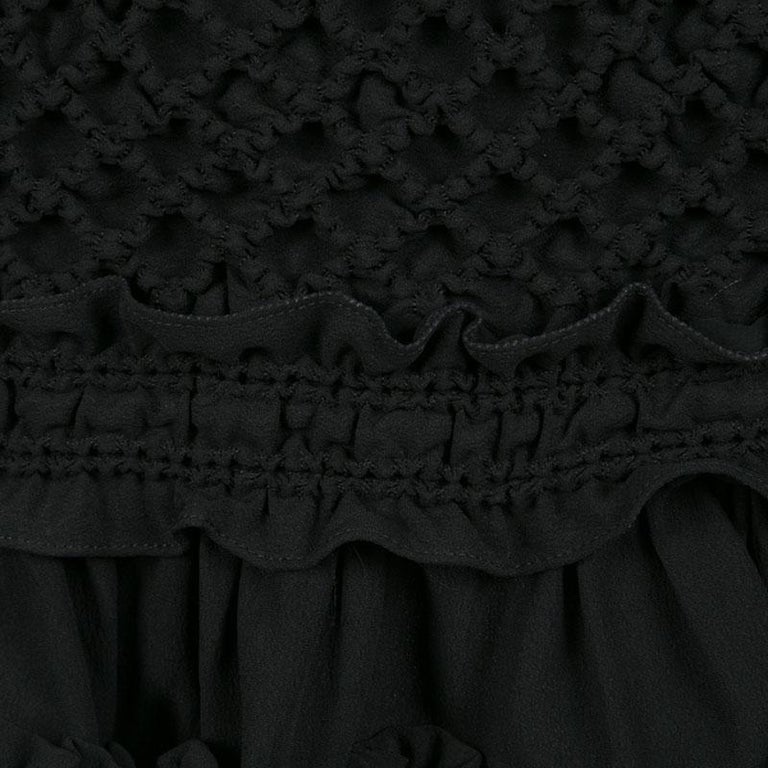 Carven Black Moroccan Crepe Ruffled Bottom Long Sleeve Dress S For Sale ...