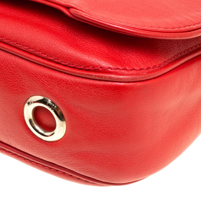 Carolina Herrera Red Leather New Baltazar Flap Shoulder Bag 9