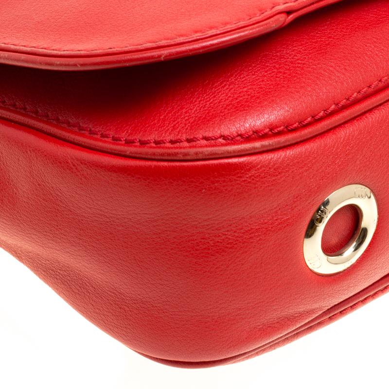 Carolina Herrera Red Leather New Baltazar Flap Shoulder Bag 8