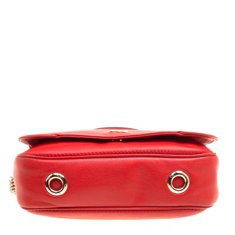 Carolina Herrera Red Leather New Baltazar Flap Shoulder Bag 3