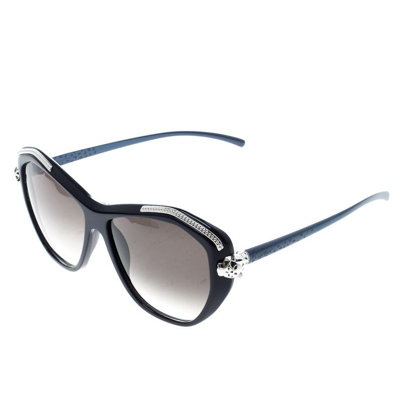 Gray Cartier Dark Blue/Brown Gradient Panthere De Cartier Sunglasses