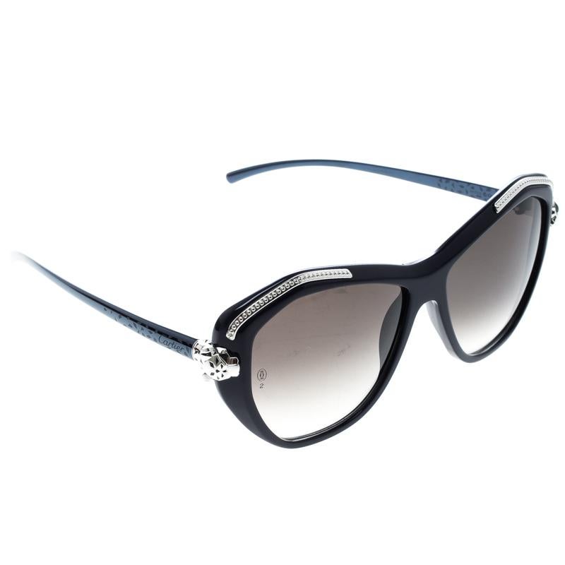 The lovely Panthère De Cartier sunglasses from Cartier is simply stunning. The pair is a combination of acetate and metal and they shimmer with their silver-tone hardware that makes up the temples and the exquisite panther detail on the hinges. The