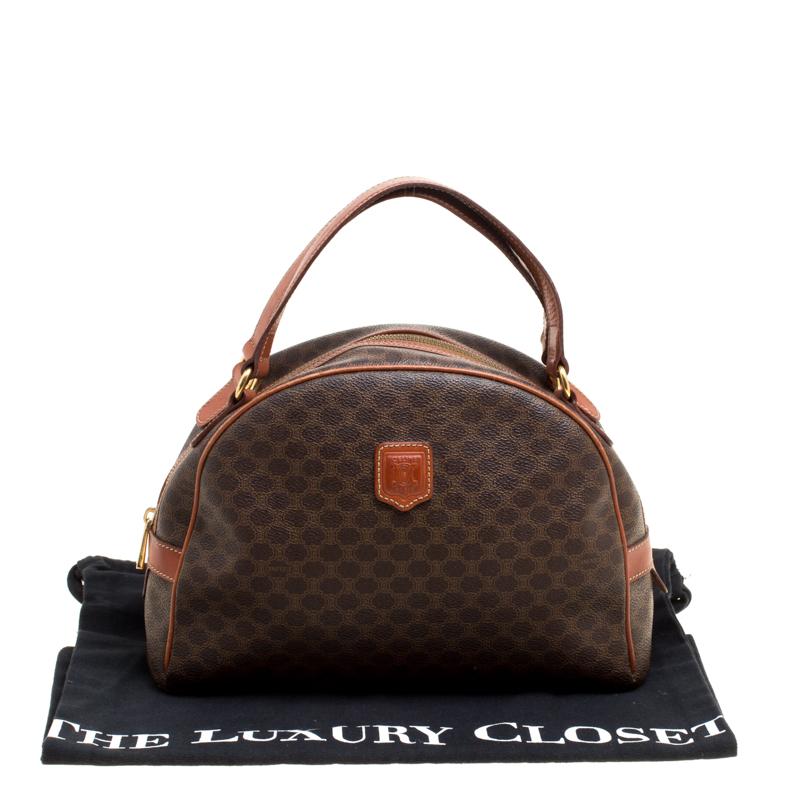 Céline Brown Coated Canvas and Leather Macadam Satchel 7