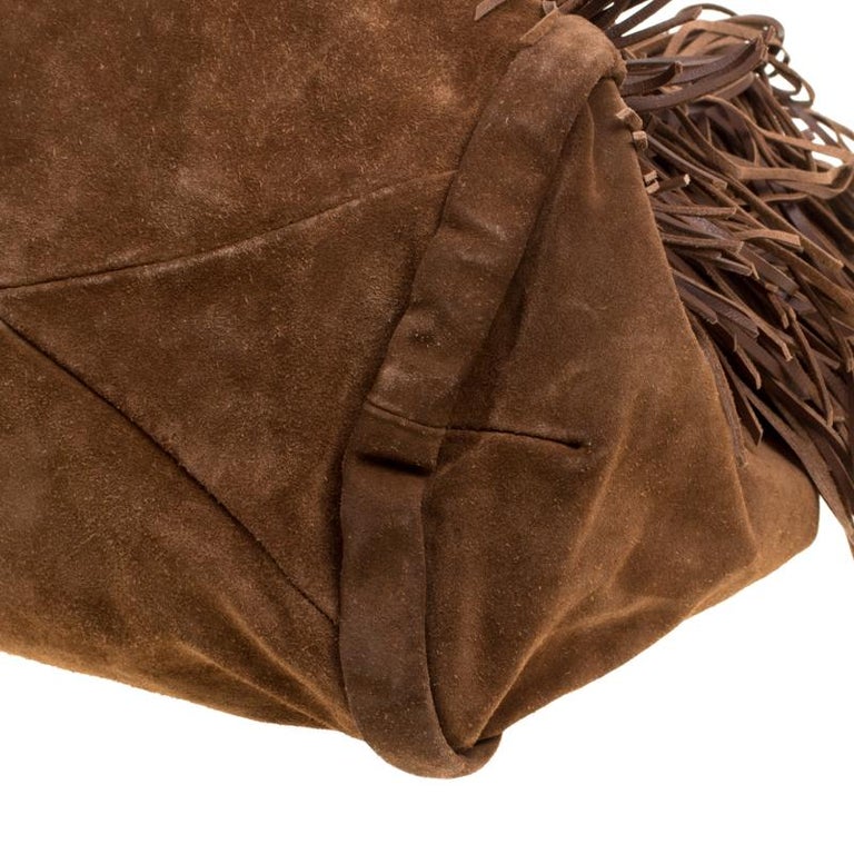 Celine Brown Suede Fringed Dimitri Hobo at 1stDibs