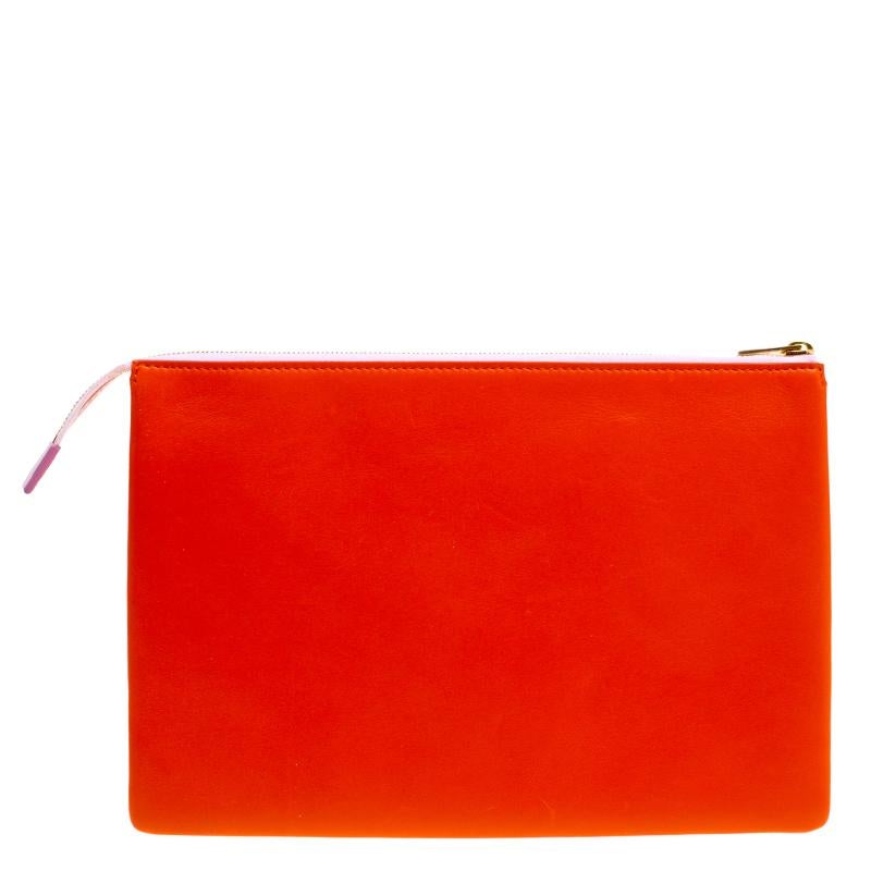 Women's Celine Lilac/Orange Leather Clutch