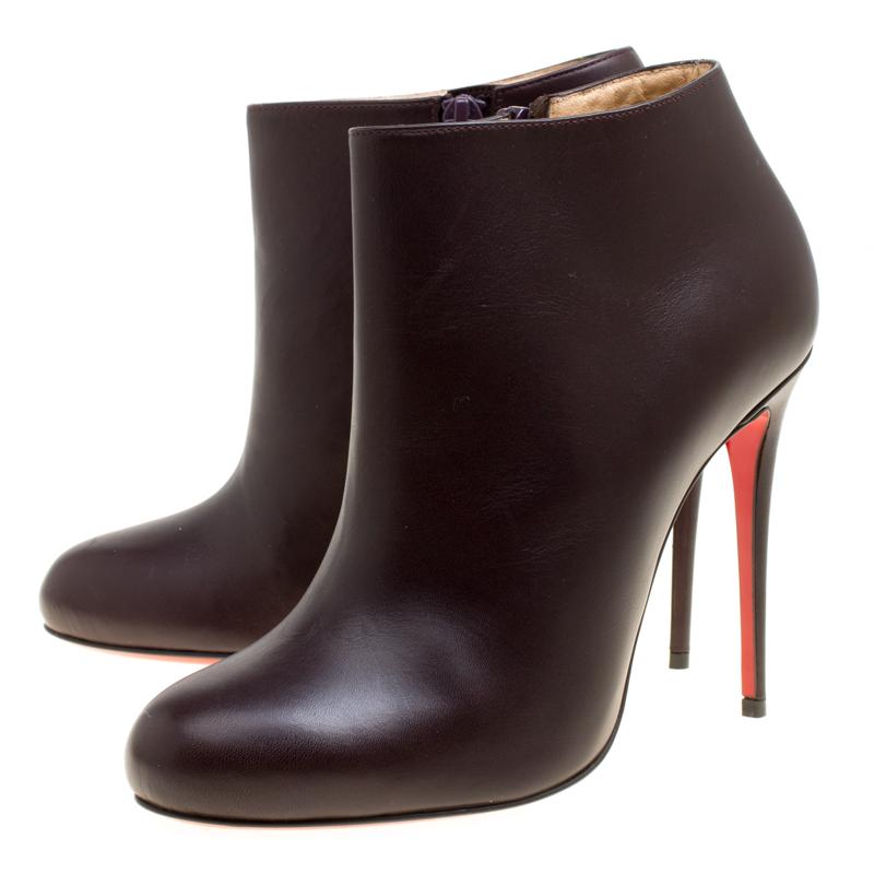 Christian Louboutin Dark Brown Leather Belle Ankle Boots Size 37 1