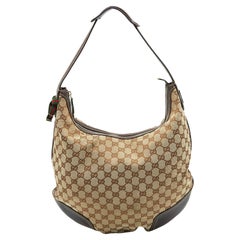 Gucci Beige/Brown GG Canvas and Leather Princy Hobo