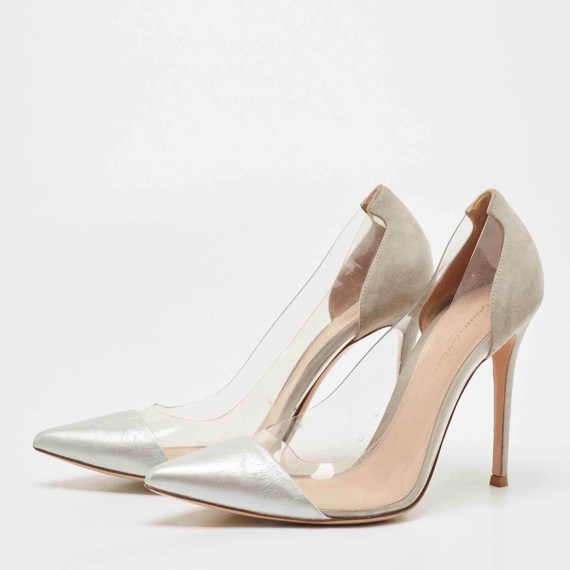 Gianvito Rossi Pumps in PVC e pelle grigio/trasparente misura 40 In condizioni discrete in vendita a Dubai, Al Qouz 2