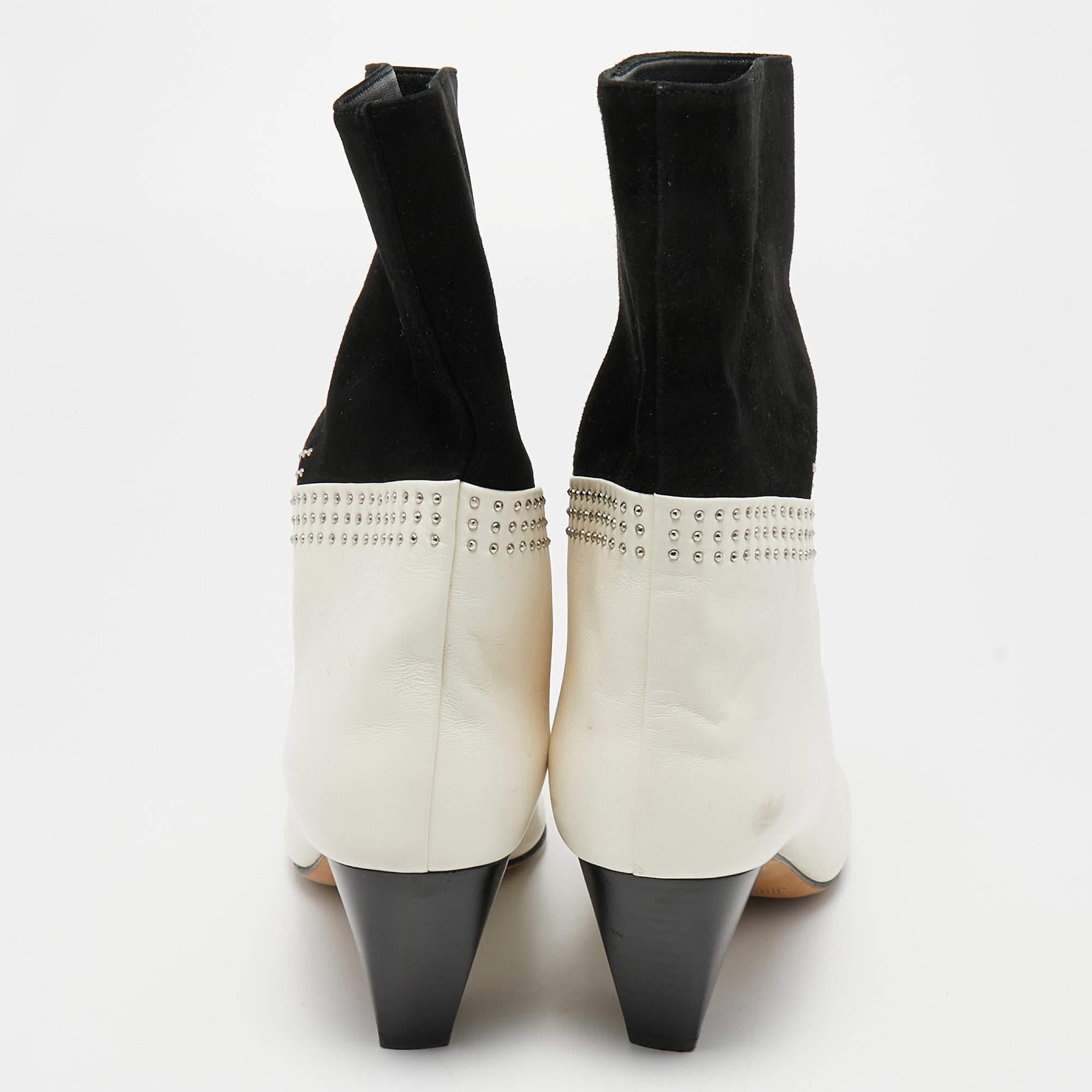 Jimmy Choo Botines de ante y piel color crema/negro Talla 36 en venta 1