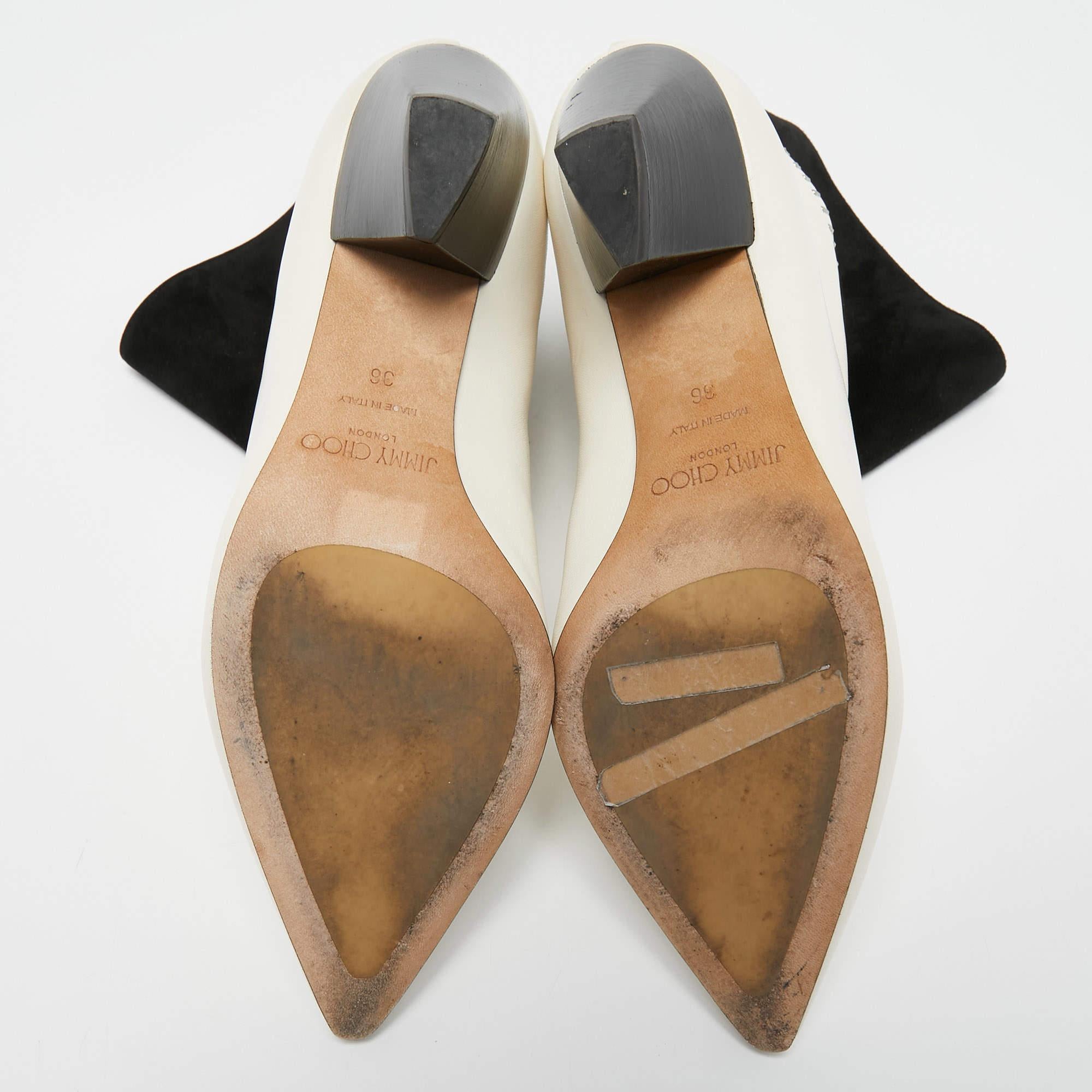 Jimmy Choo Botines de ante y piel color crema/negro Talla 36 en venta 2