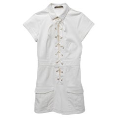 Roberto Cavalli - Playsuit in twill di cotone bianco con laccetti