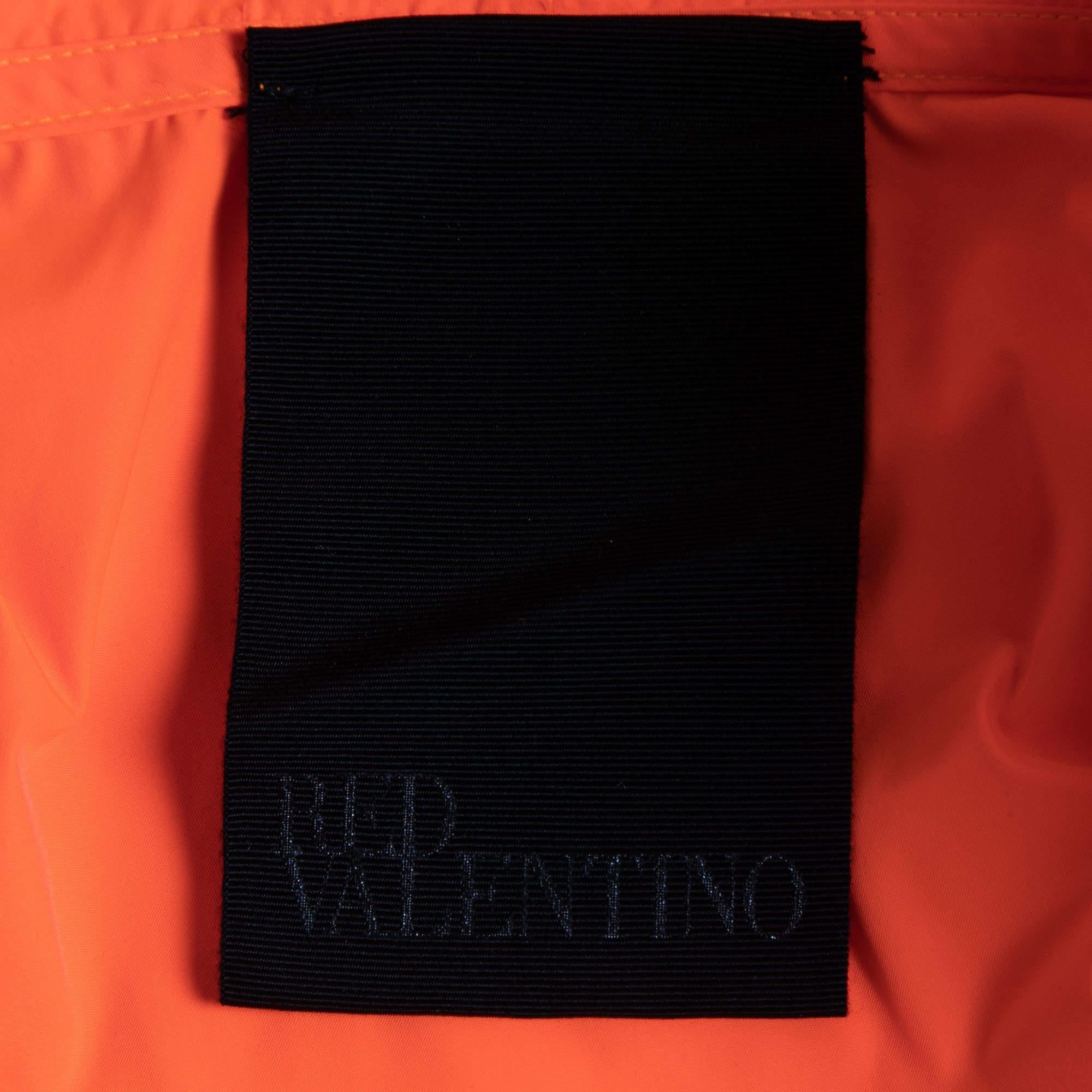 Arancia RED Valentino The Black Tag Arancione neon Taffeta Zip Front Hooded Coat S in vendita