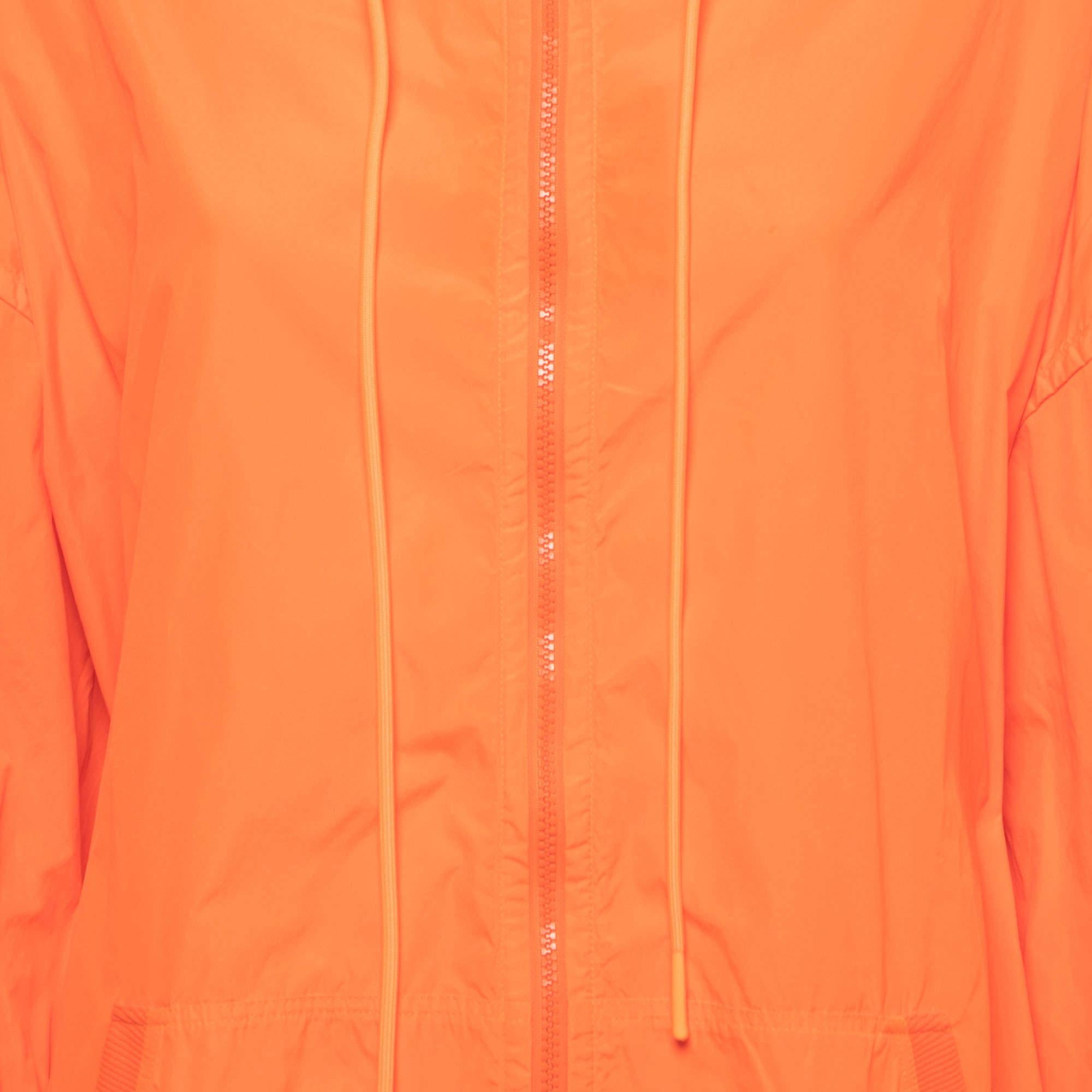 Donna RED Valentino The Black Tag Arancione neon Taffeta Zip Front Hooded Coat S in vendita