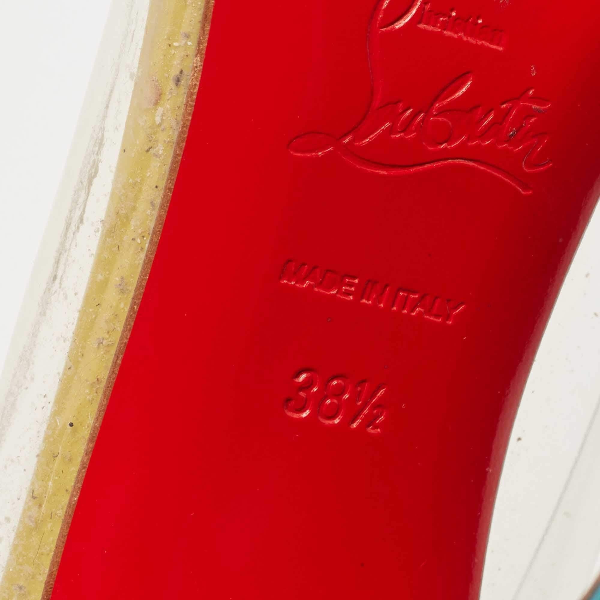 Christian Louboutin Pumps a punta Debout in vernice rosa/verde e PVC S in vendita 3