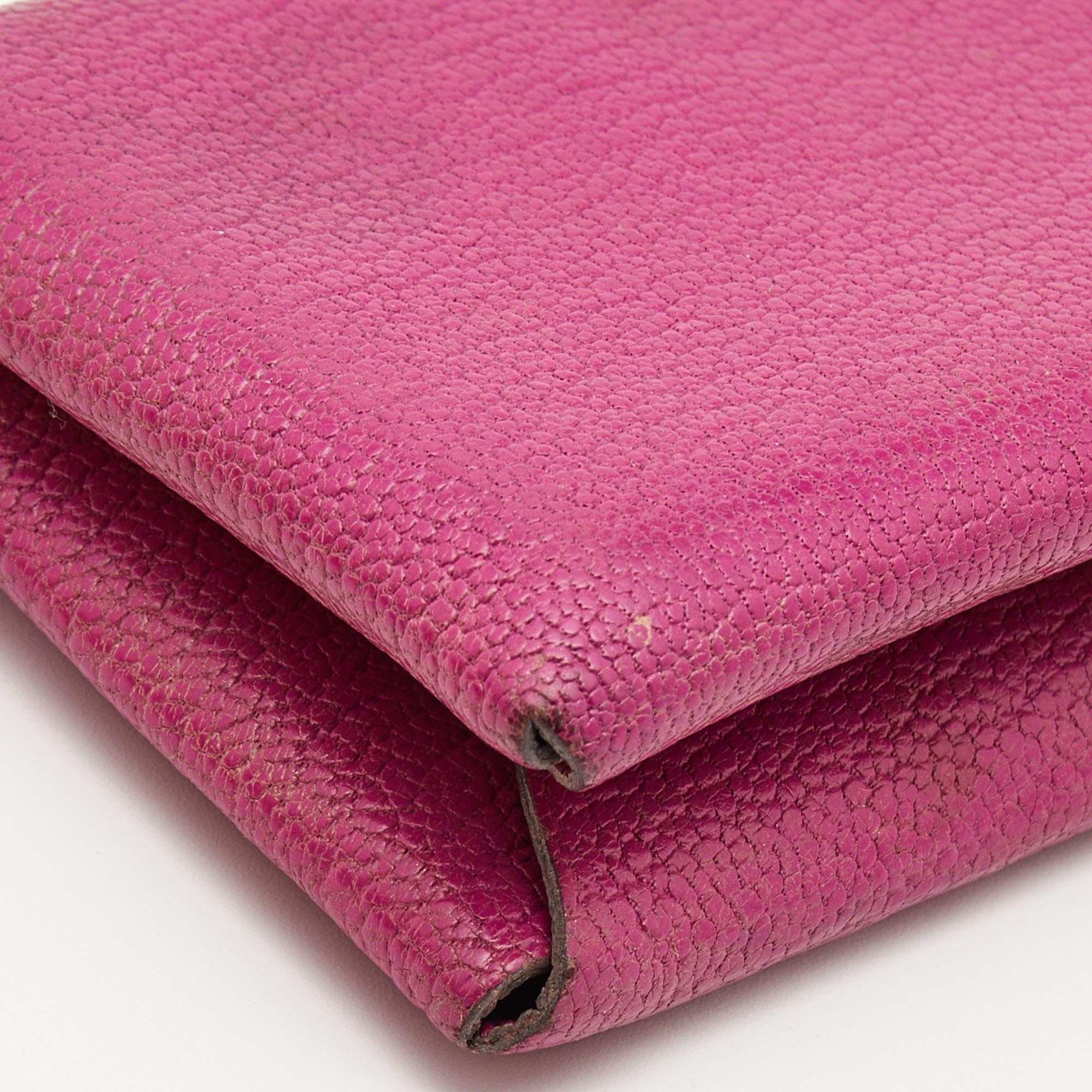 Hermes Porte-cartes Calvi en cuir Mysore Cyclamen Chevre Pour femmes en vente