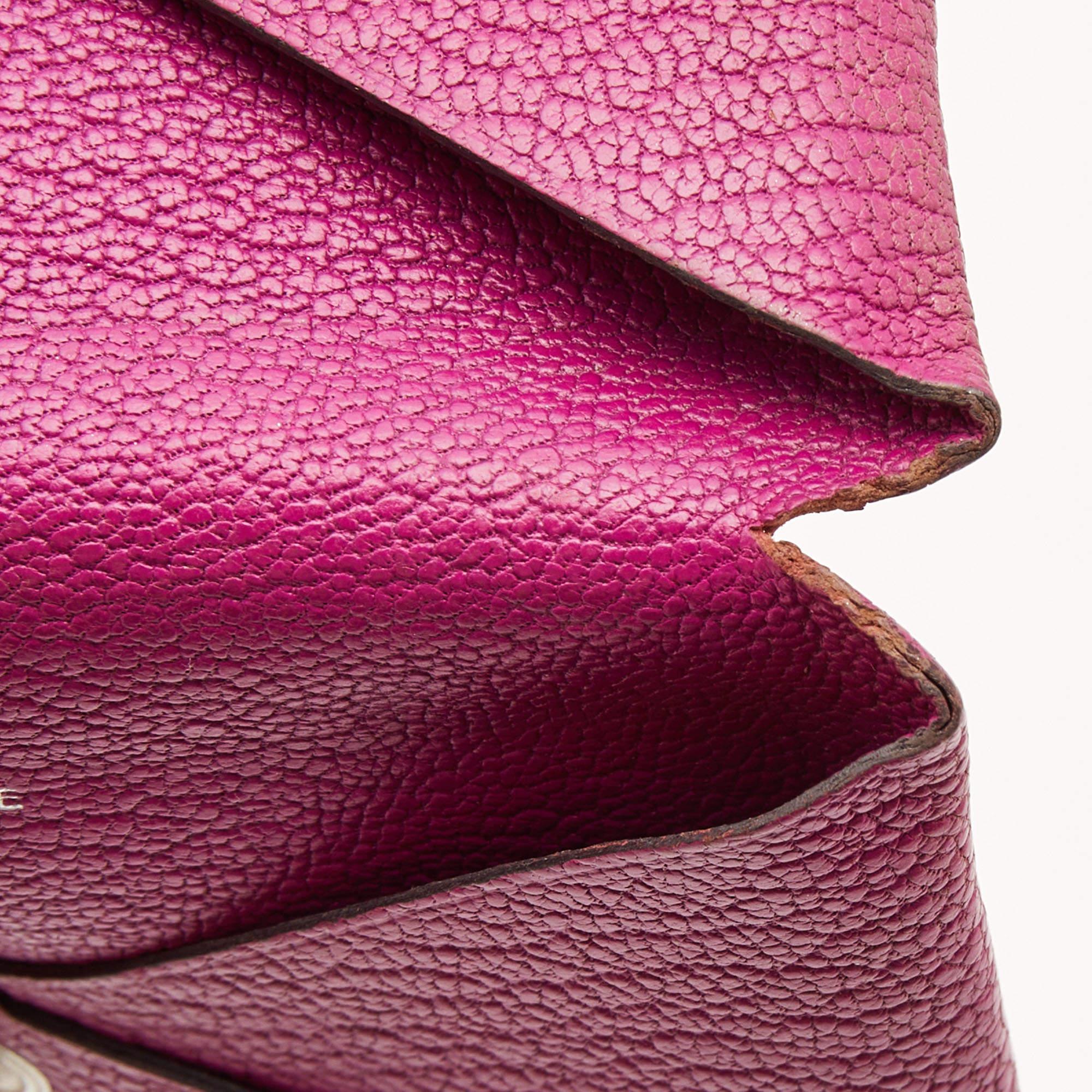 Hermes Porte-cartes Calvi en cuir Mysore Cyclamen Chevre en vente 2