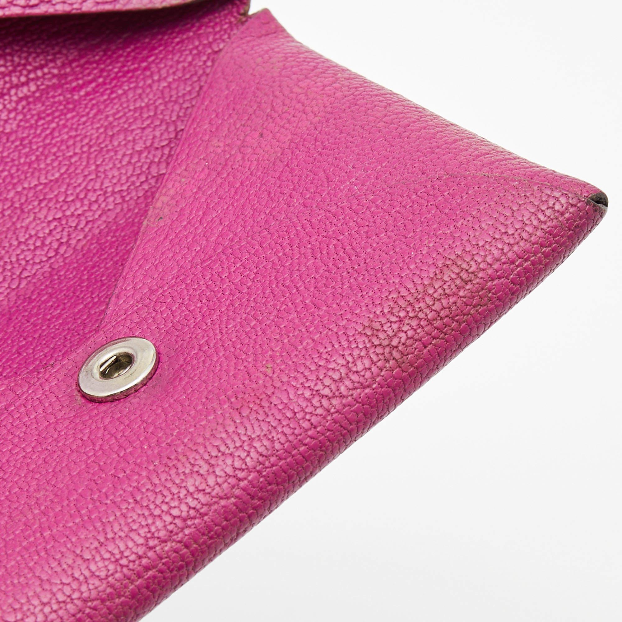 Hermes Porte-cartes Calvi en cuir Mysore Cyclamen Chevre en vente 4