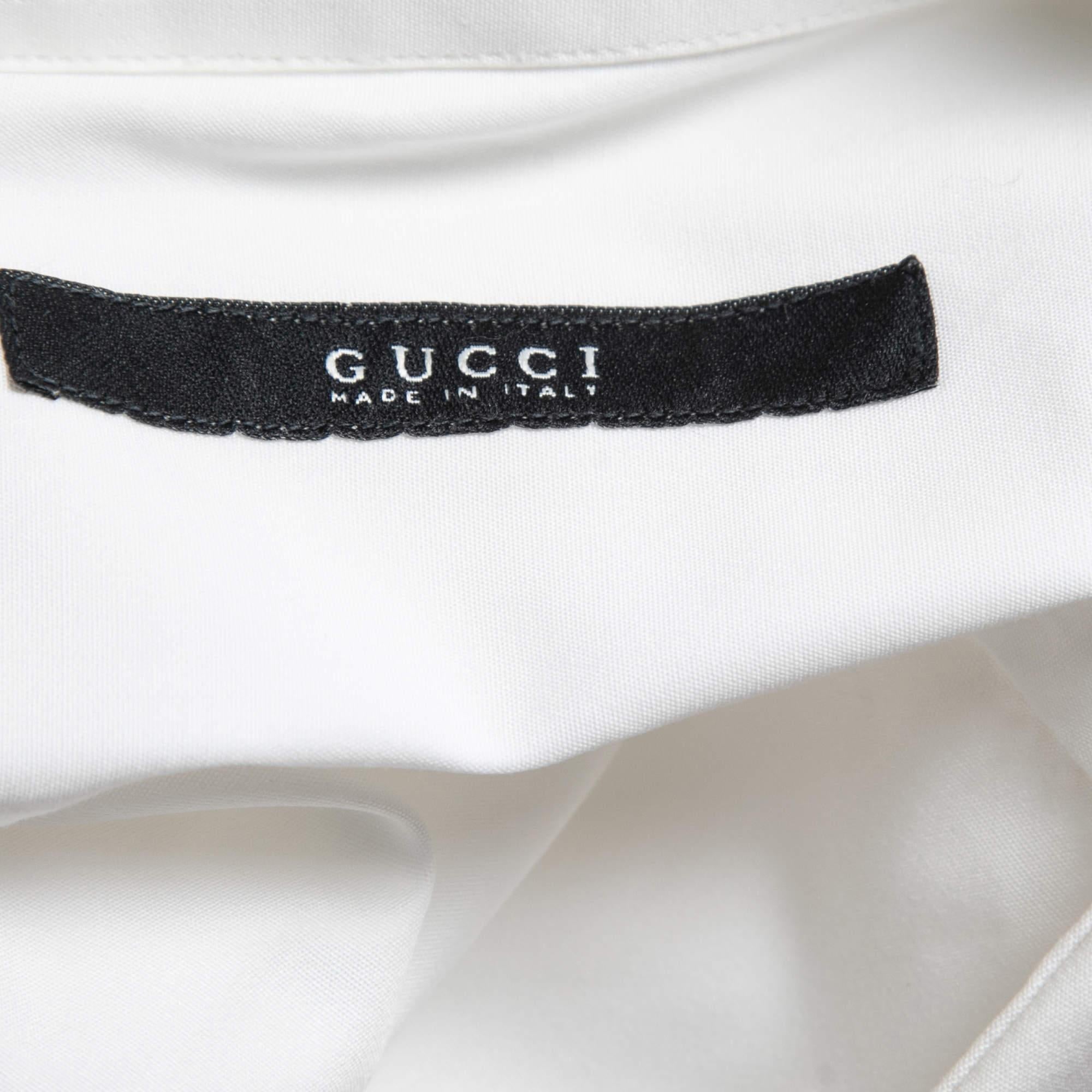 Gucci - Camicia con bottoni in cotone bianco 3XL In condizioni buone in vendita a Dubai, Al Qouz 2