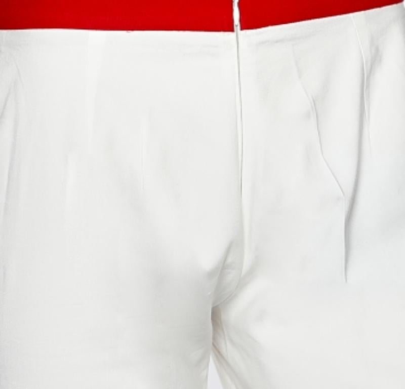 Moschino Cheap and Chic Pantaloni palazzo in cotone bianco con bordi a contrasto M. I. In condizioni ottime in vendita a Dubai, Al Qouz 2