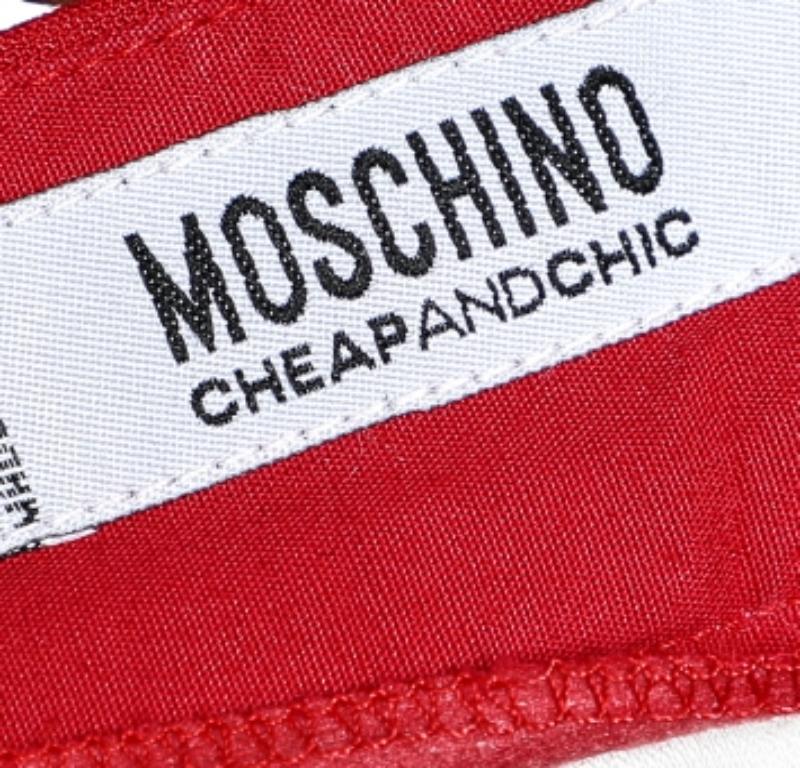 Moschino Cheap and Chic Pantaloni palazzo in cotone bianco con bordi a contrasto M. I. in vendita 2