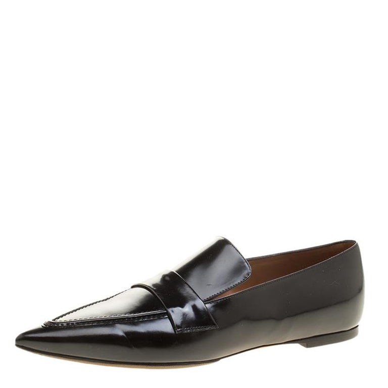 Celine Black Leather Pointed Toe Loafers Size 36 at 1stDibs