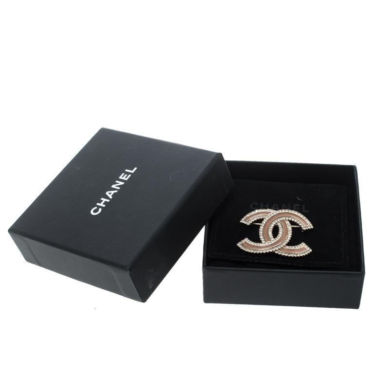 Chanel CC Enamel Crystal Embellished Gold Tone Pin Brooch 1