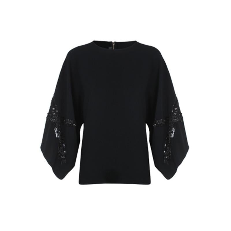 Women's Elie Saab Black Wide-Sleeved Top M