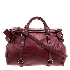 Used Miu Miu Burgundy Leather Bow Tote