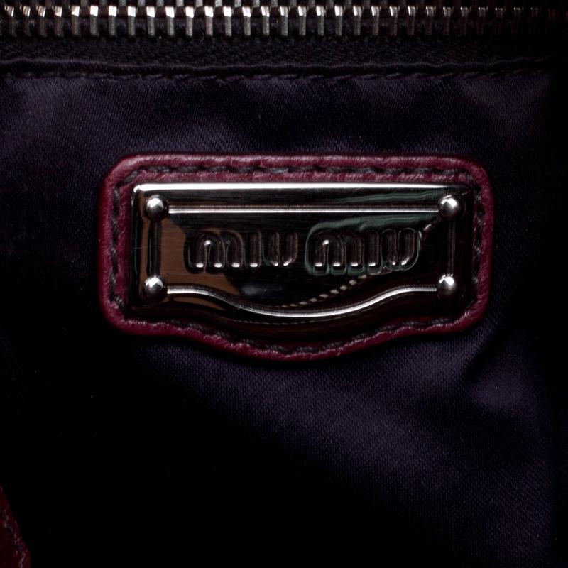 Women's Miu Miu Burgundy Leather Bow Tote