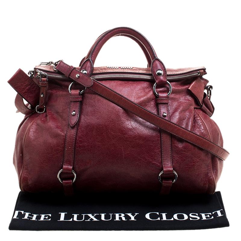 Miu Miu Burgundy Leather Bow Tote 1