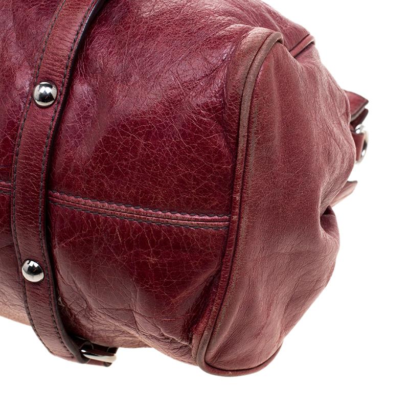 Miu Miu Burgundy Leather Bow Tote 2