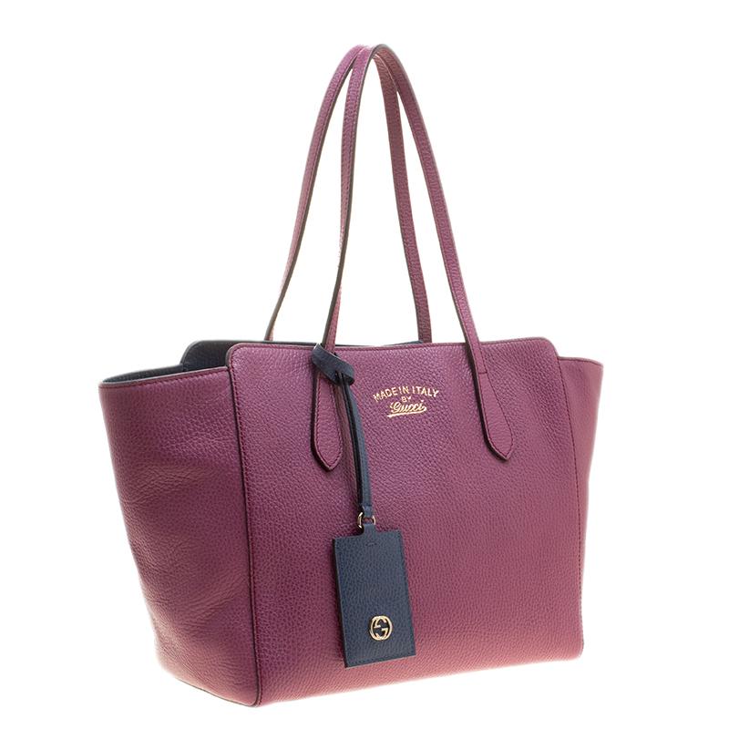 Gucci Pink Leather Small Swing Tote 2
