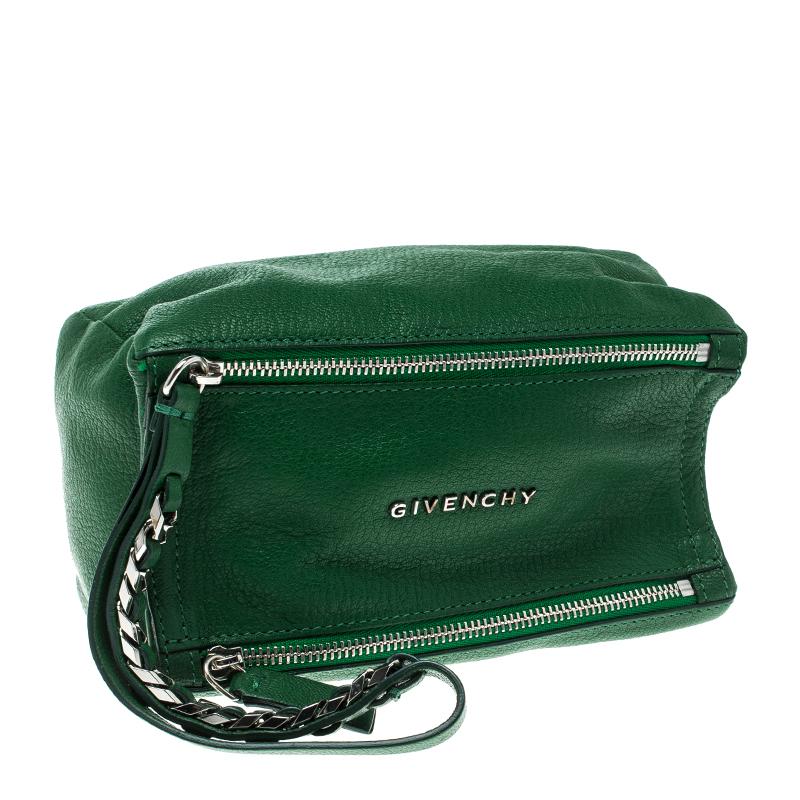 Black Givenchy Green Leather Pandora Clutch