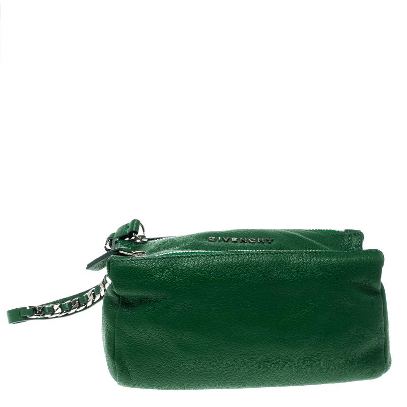 Givenchy Green Leather Pandora Clutch 3