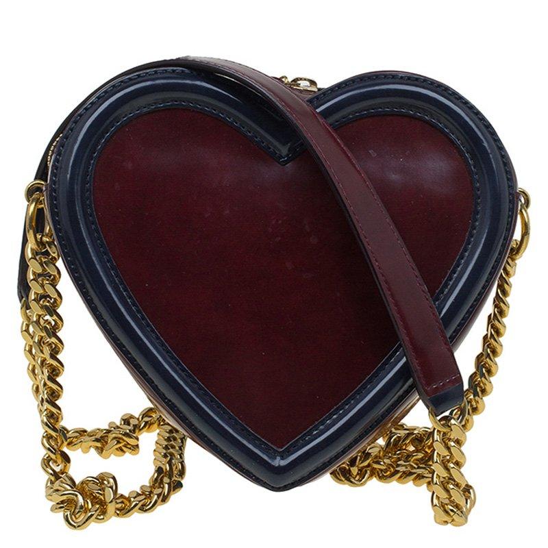 Stella McCartney Burgundy/Black Faux Leather Sailor Heart Crossbody Bag