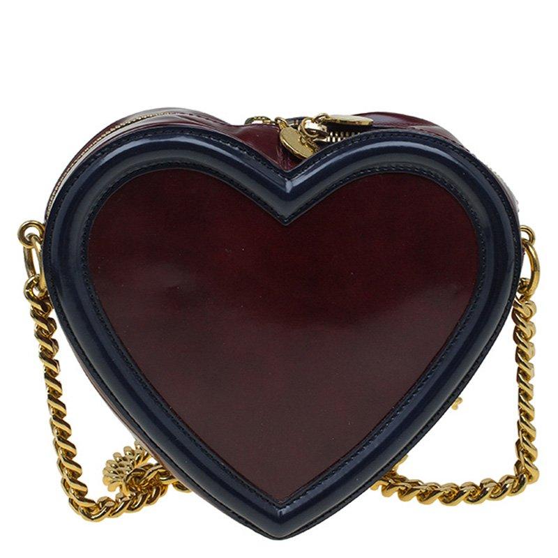 Women's Stella McCartney Burgundy/Black Faux Leather Sailor Heart Crossbody Bag