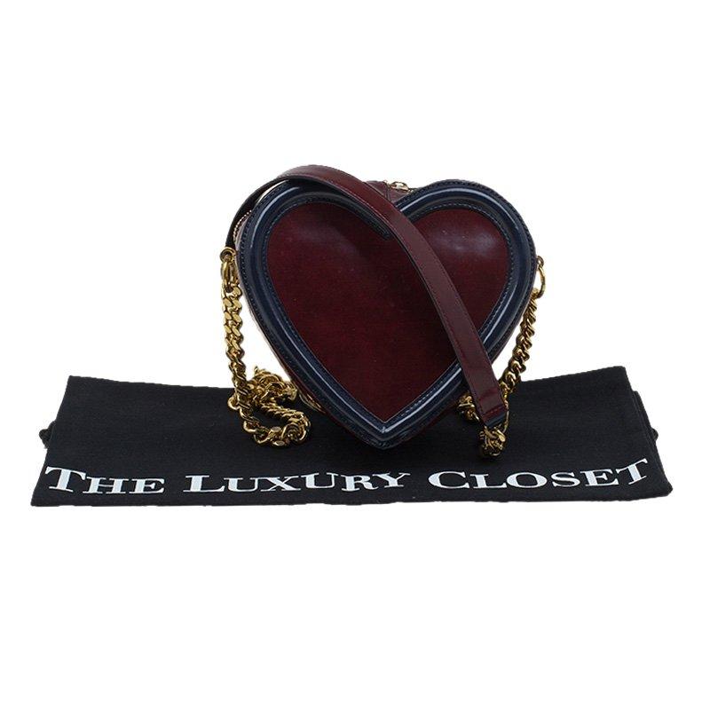 Stella McCartney Burgundy/Black Faux Leather Sailor Heart Crossbody Bag 2