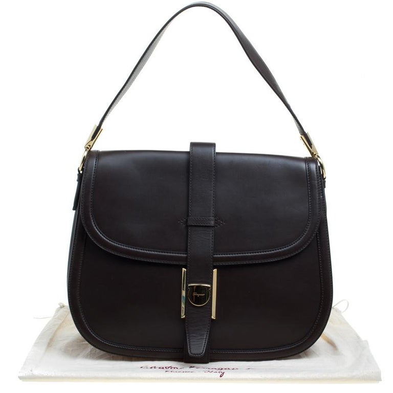 Salvatore Ferragamo Cacao Leather Enny Handbag at 1stDibs enny purse